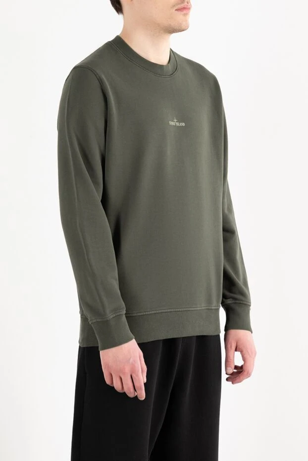 Stone Island толстовка с логотипом из хлопка мужская зеленая 186897 - фото 3