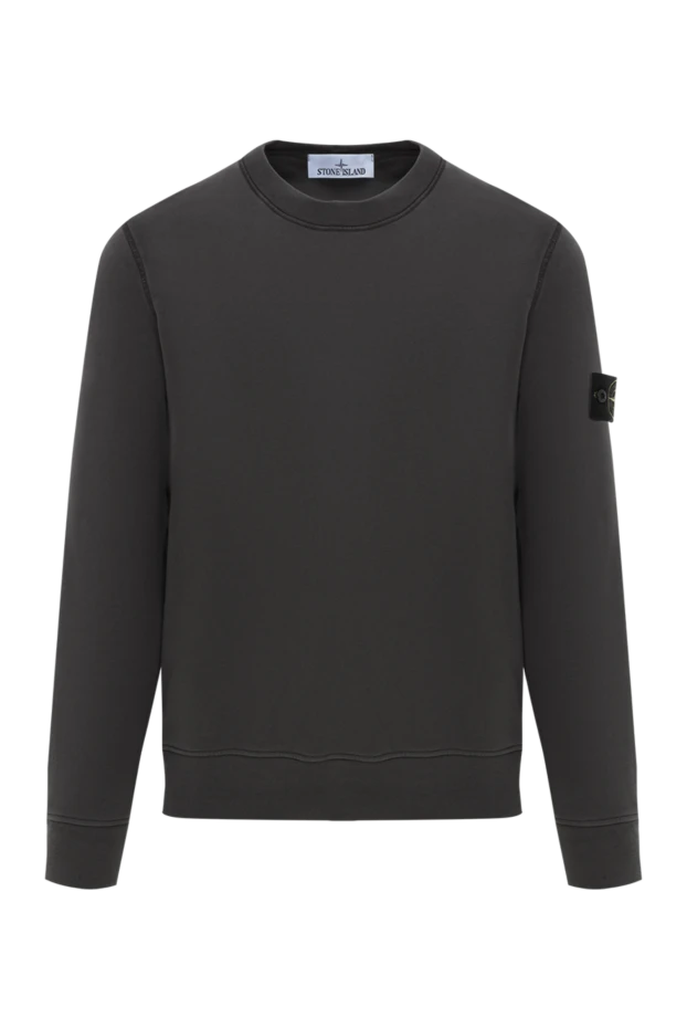 Мужская серая толстовка из хлопка с логотипом - фото 1