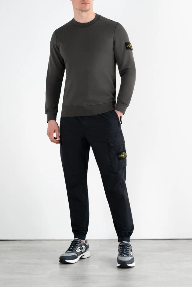 Мужская серая толстовка из хлопка с логотипом - фото 2