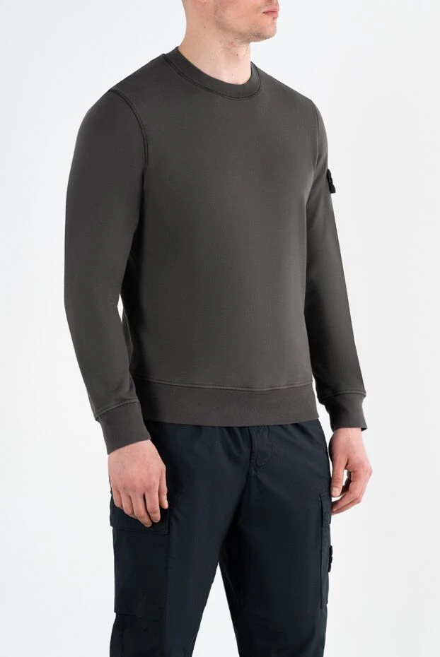 Stone Island мужская серая толстовка из хлопка с логотипом 186899 - фото 3