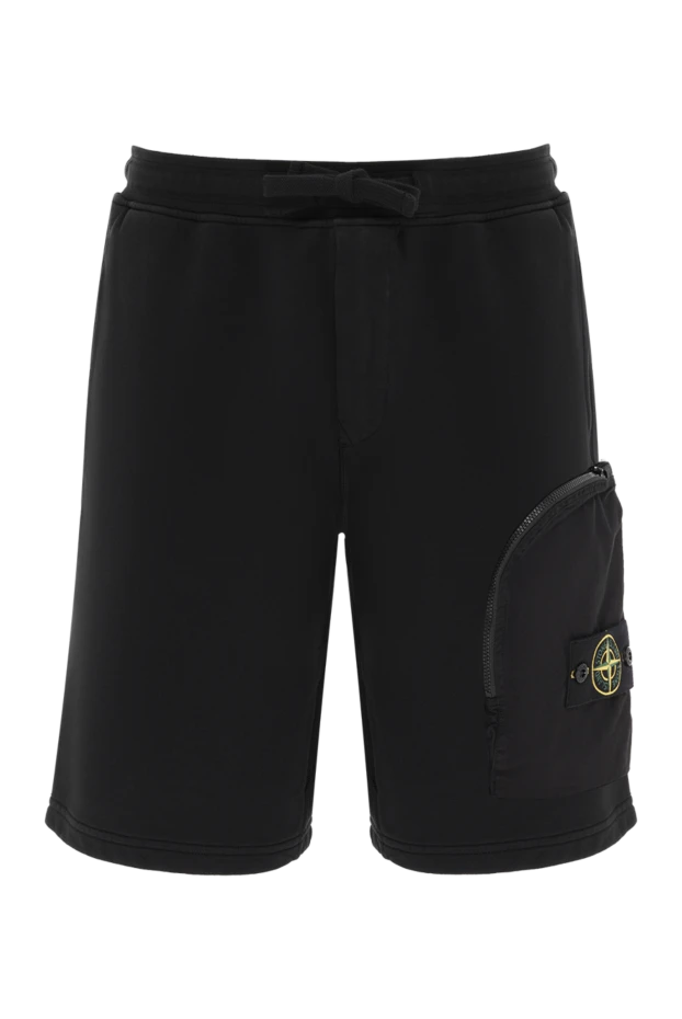 Black shorts for men with a pocket on the leg and a logo - photo 1