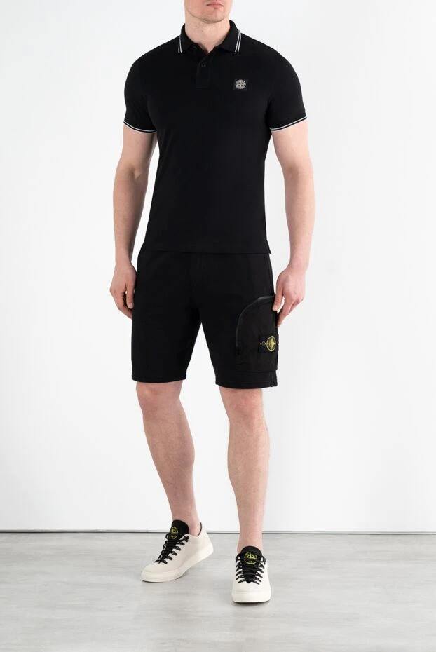Stone Island черные шорты мужские с карманом на штанине и логотипом 186903 - фото 2
