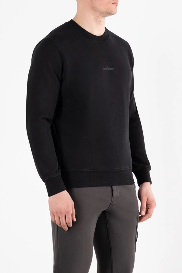 Stone Island толстовка из хлопкового флиса с круглым вырезом и логотипом спереди и сзади 186905 - фото 3