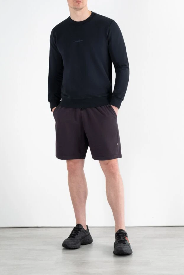 Stone Island свитшот мужской синий из хлопка с круглым вырезом 186908 - фото 2