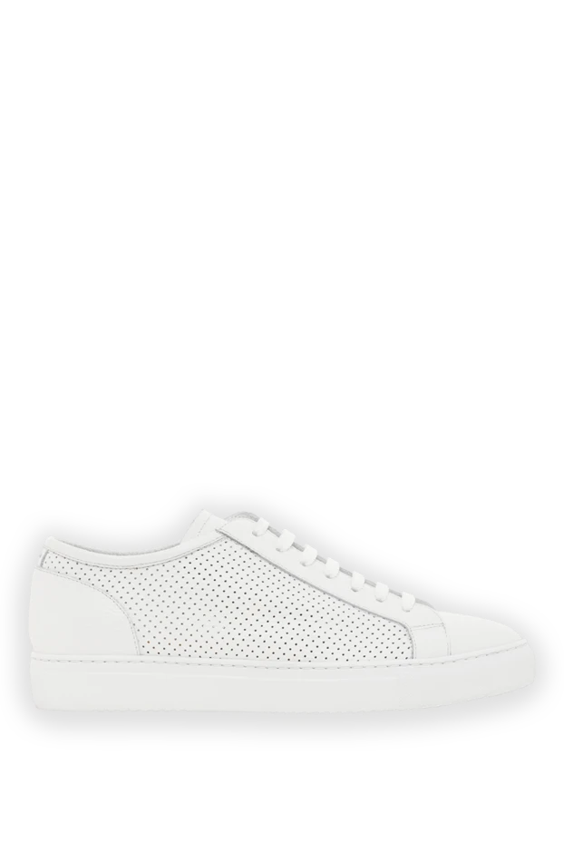 White leather sneakers for men with perforations - photo 1