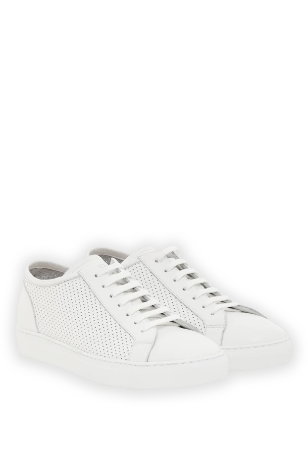 Doucal`s белые сникеры с перфорацией мужские из кожи 186922 - фото 3