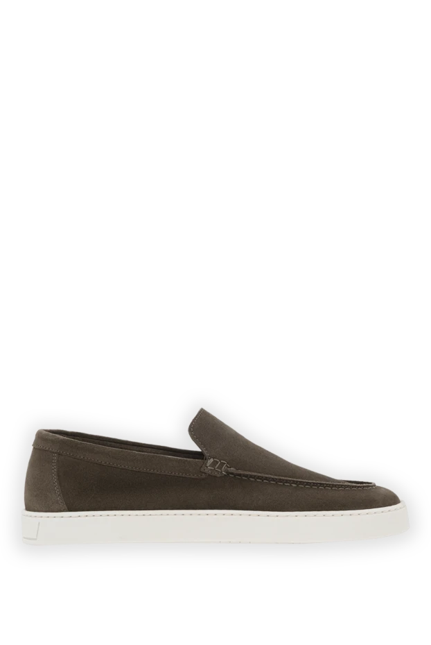 Мужские коричневые лоферы из замши - фото 1