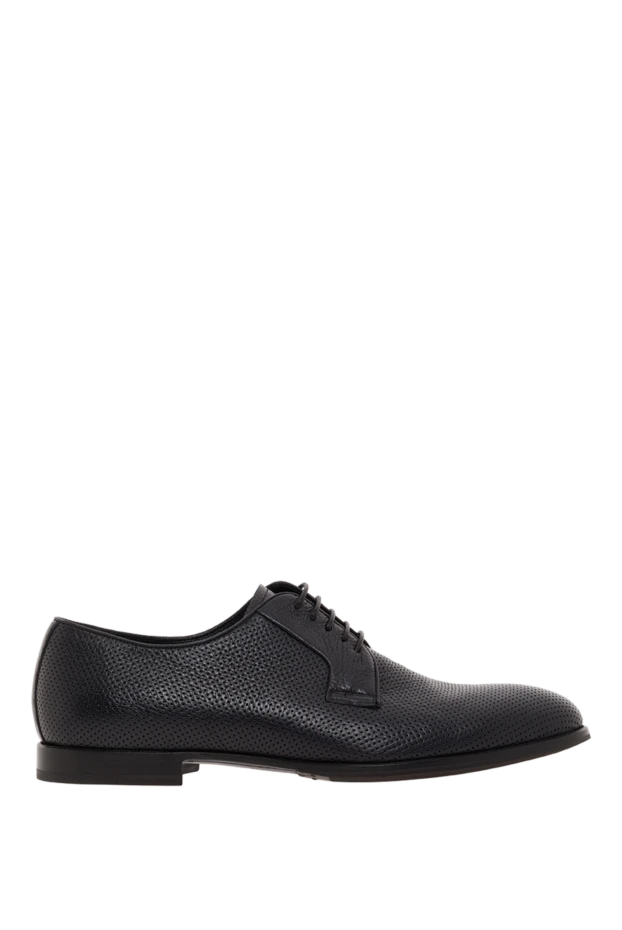 Черные кожаные оксфорды перфорированные мужские - фото 1