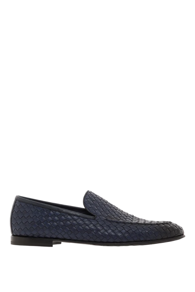 Men's blue woven loafers made of genuine leather - photo 1