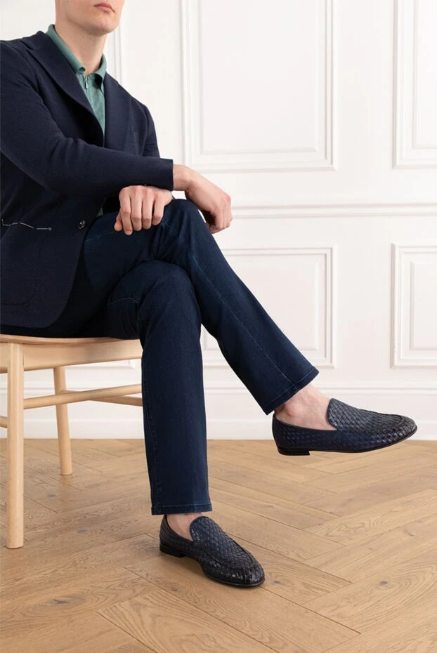 Barrett men's blue woven loafers made of genuine leather 186932 - photo 2