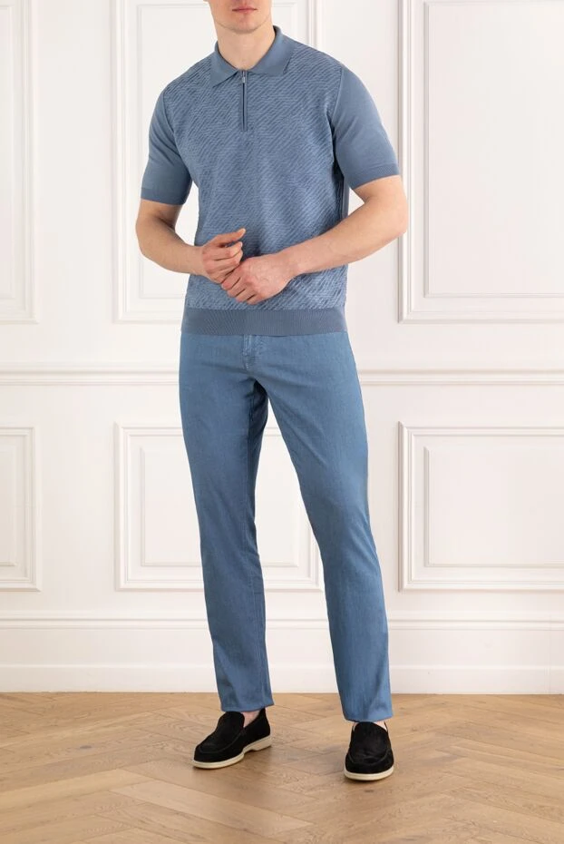 Scissor Scriptor крокодил былғары кірістірулері бар ашық көк джинсы 186937 - фото 2