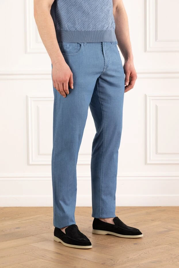 Scissor Scriptor крокодил былғары кірістірулері бар ашық көк джинсы 186937 - фото 3