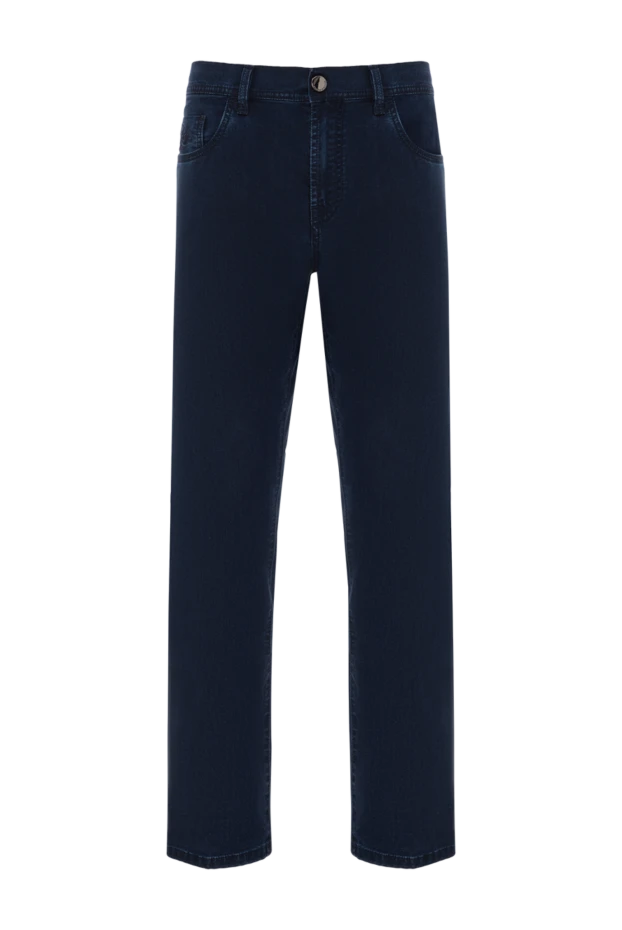 Dark blue jeans with crocodile leather inserts - photo 1