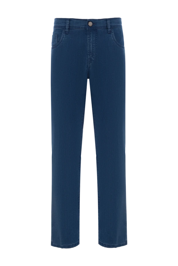 Джинсы из синего денима с кожаным элементом из крокодила на поясе
- фото 1