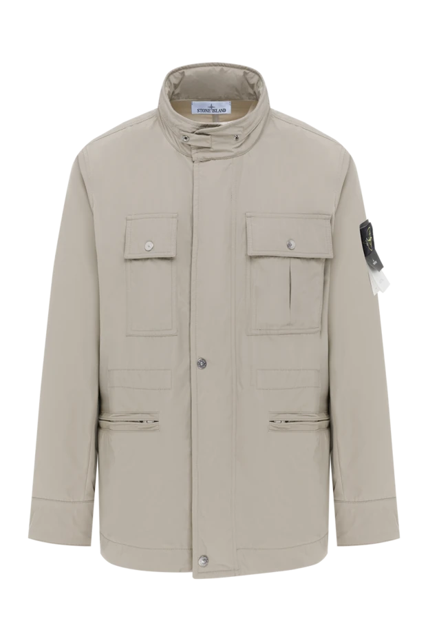 Beige jacket with hood and asymmetrical pockets - photo 1