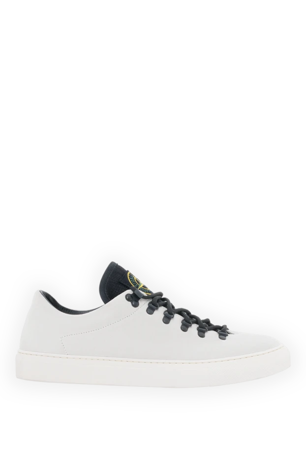 Men's white nubuck sneakers with black laces - photo 1