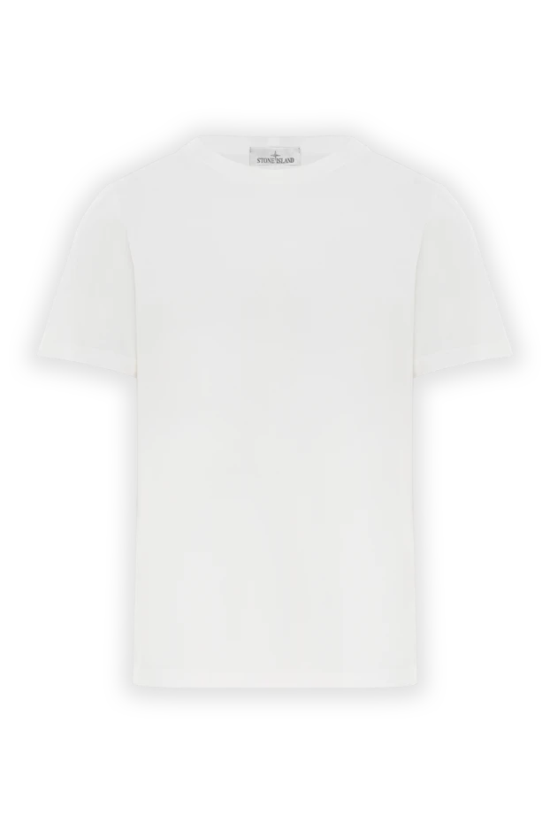 Графикалық басып шығарылған мақтадан жасалған ерлерге арналған ақ футболка - фото 1