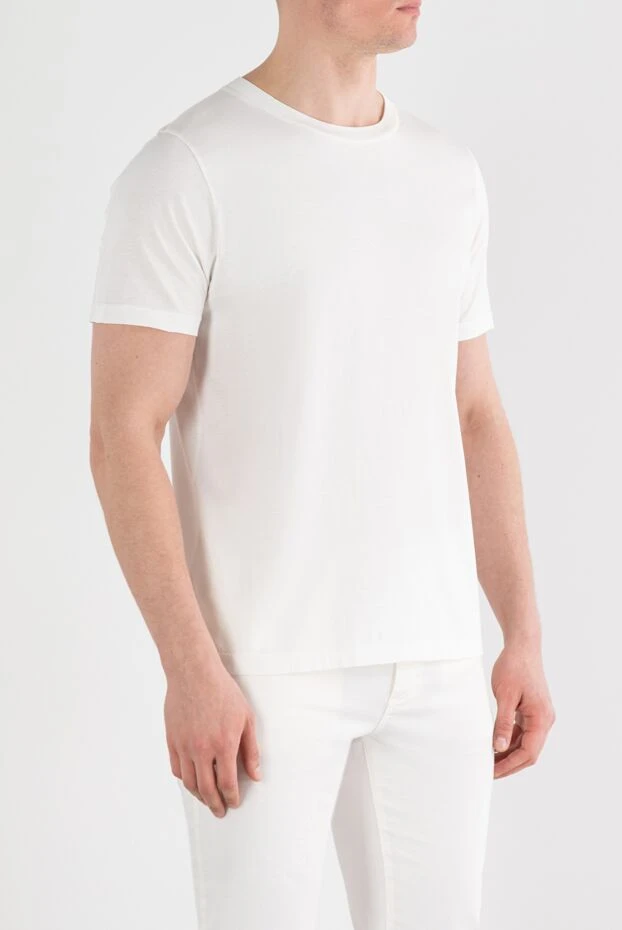 Stone Island графикалық басып шығарылған мақтадан жасалған ерлерге арналған ақ футболка 186947 - фото 3