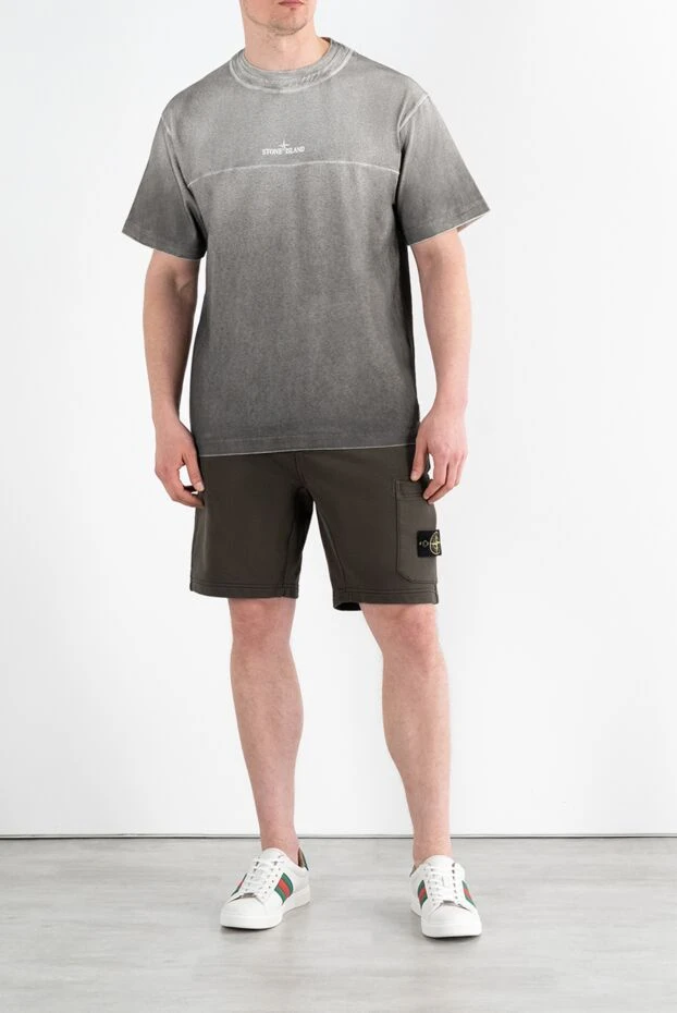 Stone Island футболка с принтом компаса и эффектом омбре серая мужская 186951 - фото 2