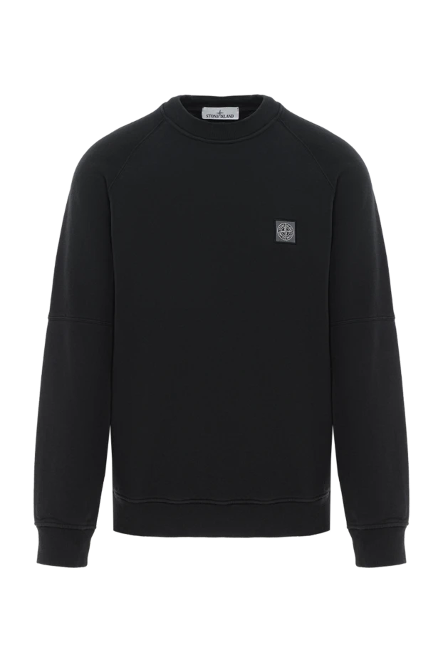 Men's black cotton sweatshirt with logo - photo 1