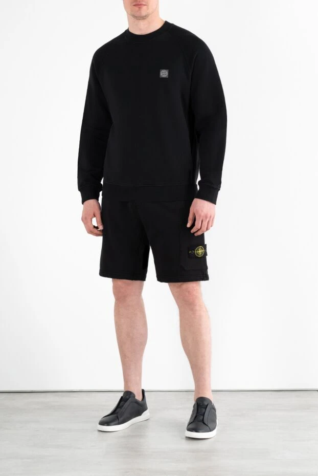 Stone Island свитшот  мужской черный из хлопка с логотипом 186956 - фото 2