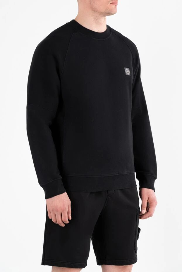 Stone Island свитшот  мужской черный из хлопка с логотипом 186956 - фото 3