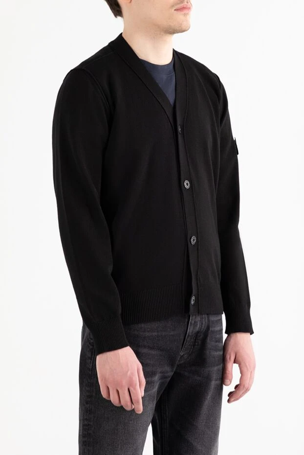 Stone Island жұмсақ органикалық мақтадан жасалған тоқыма кардиган қара 186958 - фото 3