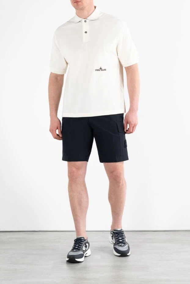 Stone Island синие шорты мужские с карманами на штанинах и логотипом 186962 - фото 2