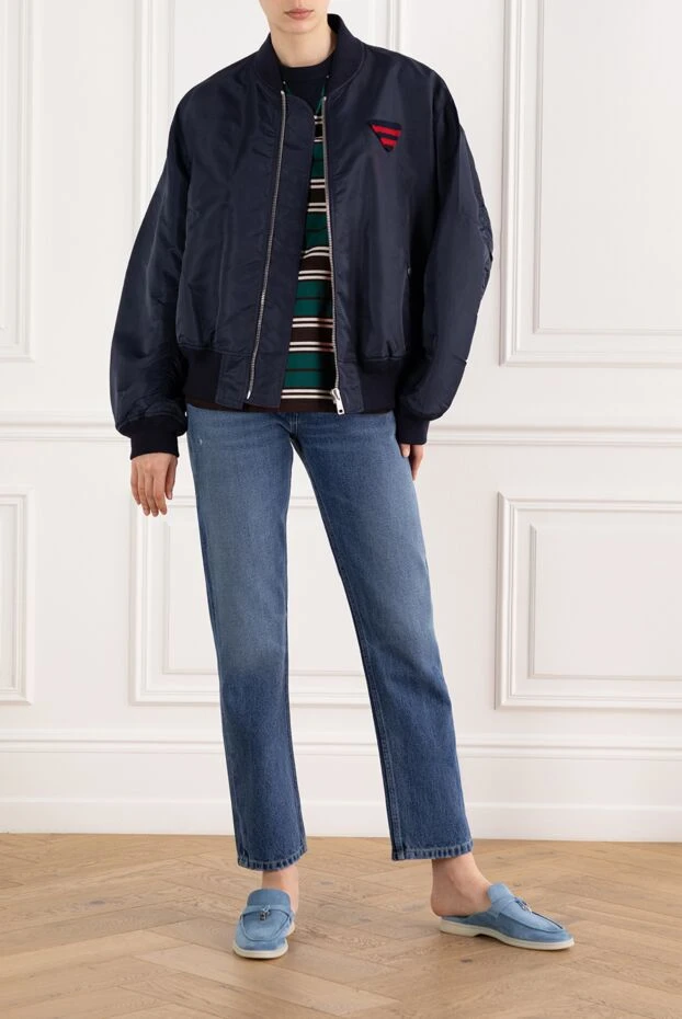 Prada бомбер синий женский с логотипом 186981 - фото 2