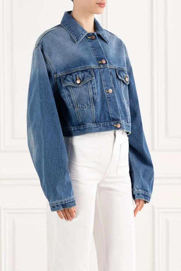 Prada джинсовая куртка с логотипом женская синяя 186982 - фото 3