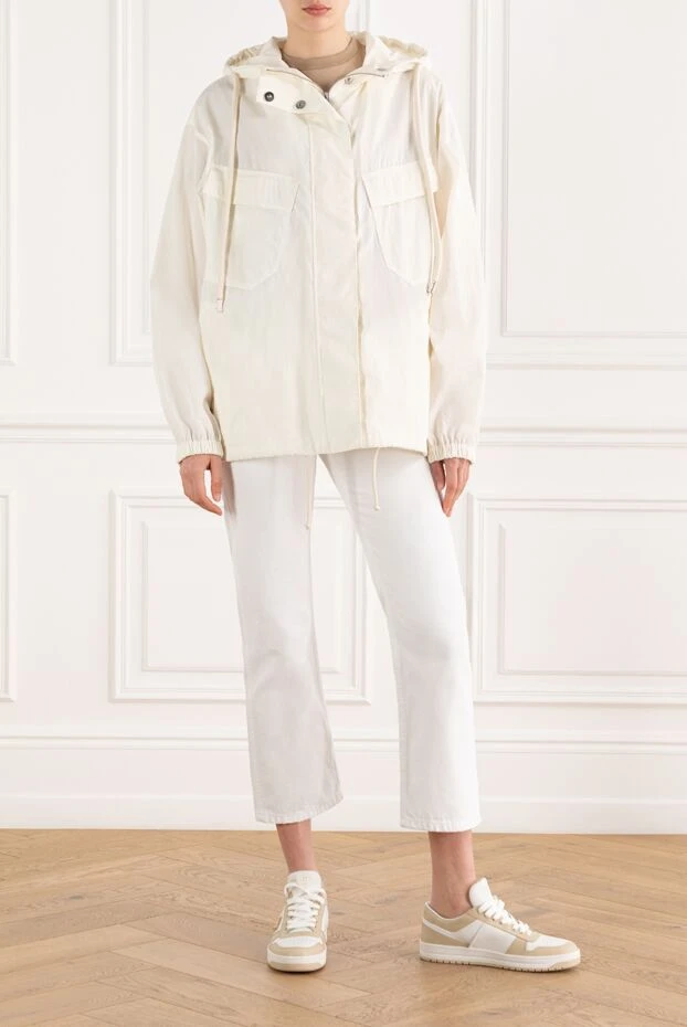 Prada блузон из технического понге белый женский 186983 - фото 2