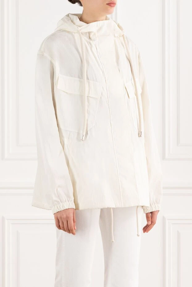 Prada блузон из технического понге белый женский 186983 - фото 3