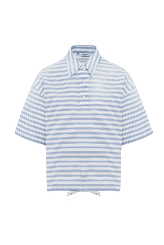 Көк жолақтары бар ақ мақтадан жасалған блузка - фото 1