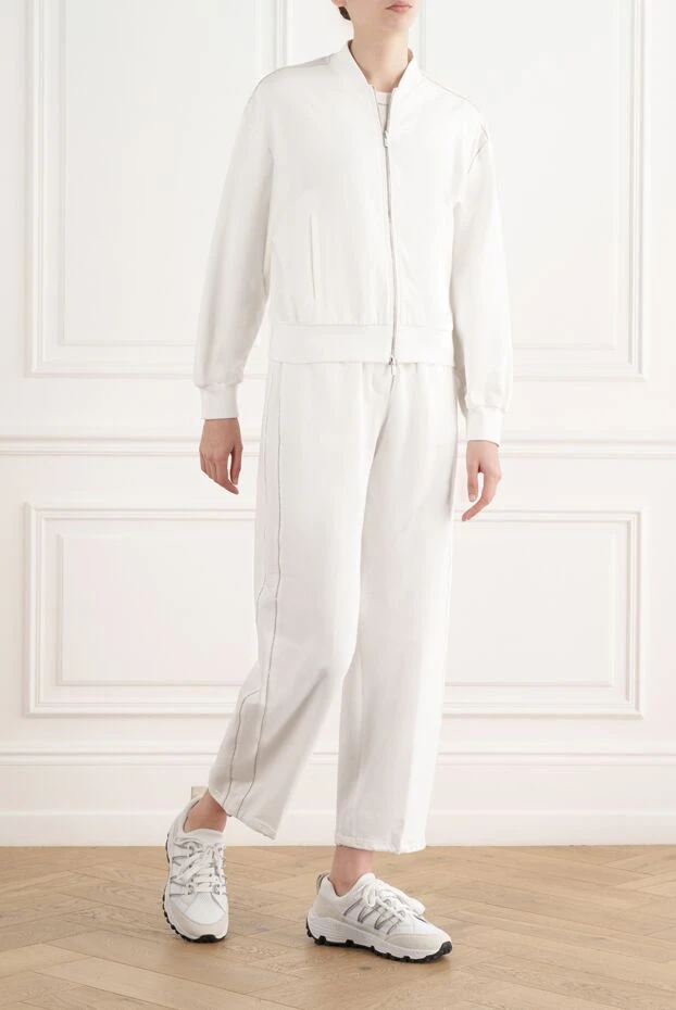 Peserico толстовка-бомбер из мягкого эластичного хлопка с брюками белая 187001 - фото 2