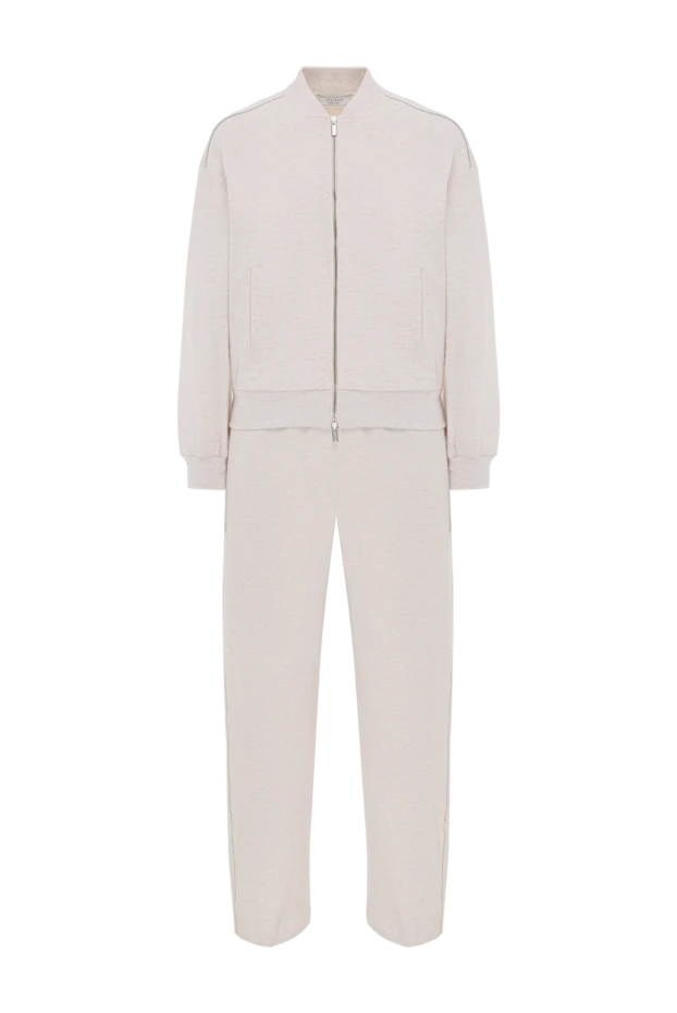 Шалбары бар бежевый жұмсақ созылған мақта-бомбер жемпір - фото 1