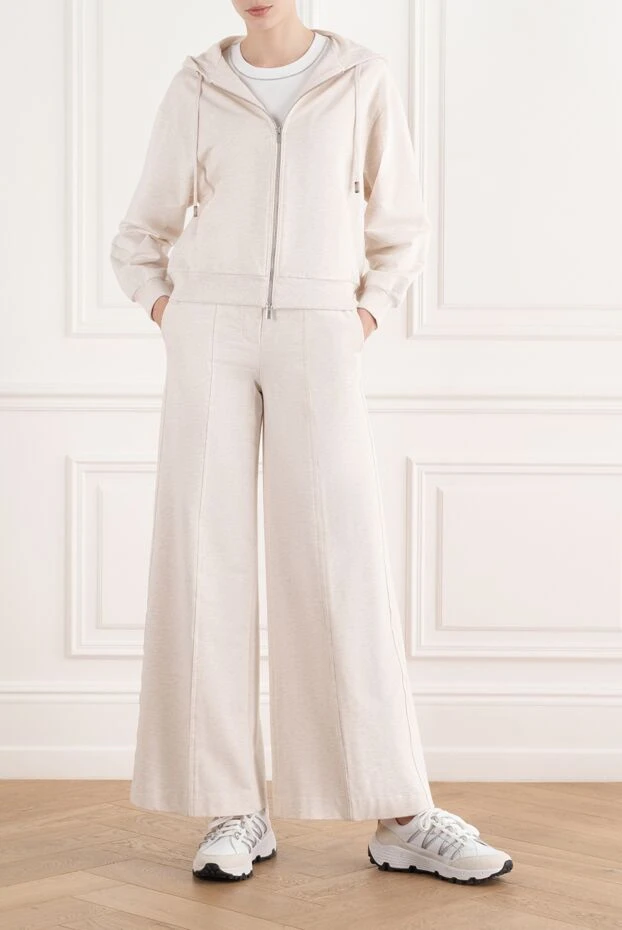 Жұмсақ созылған мақта-матадан жасалған шалбар, бежевый - фото 2