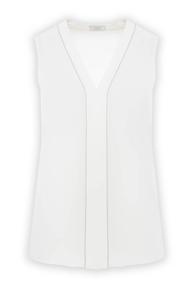 Топ из шелкового крепдешина белая с V-образным вырезом - фото 1
