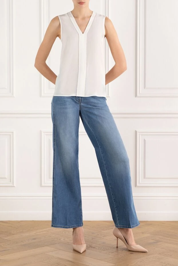 Peserico топ из шелкового крепдешина белая с v-образным вырезом 187006 - фото 2