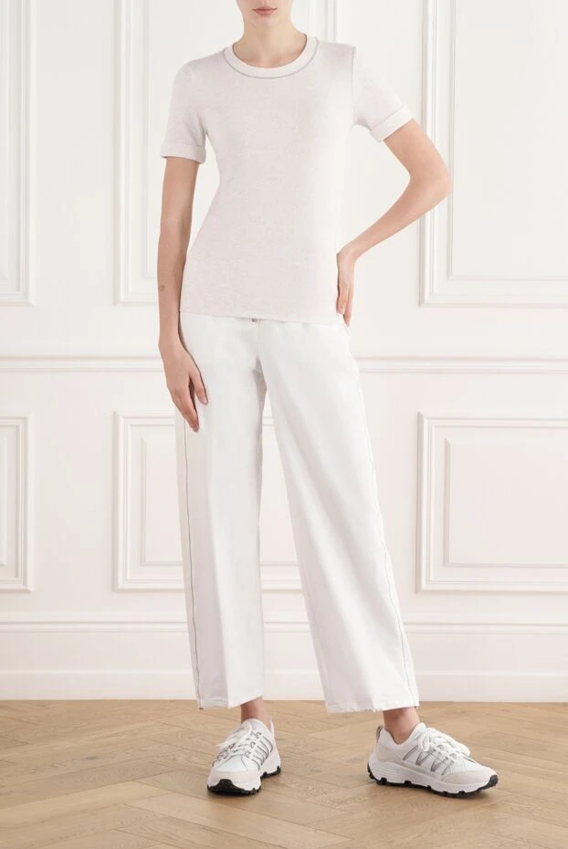 Peserico футболка из микроребристого эластичного трикотажа бежевая женская 187013 - фото 2