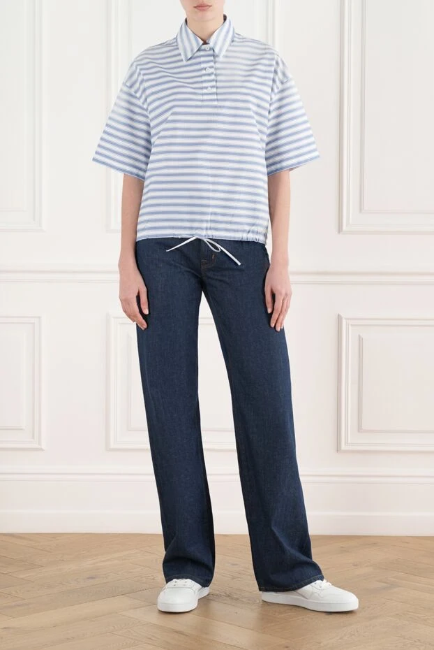 Прямые джинсы из хлопка синие женские - фото 2