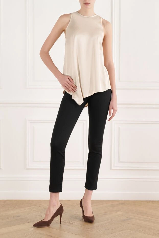 Jacob Cohen узкие черные джинсы женские комбинированные 187018 - фото 2