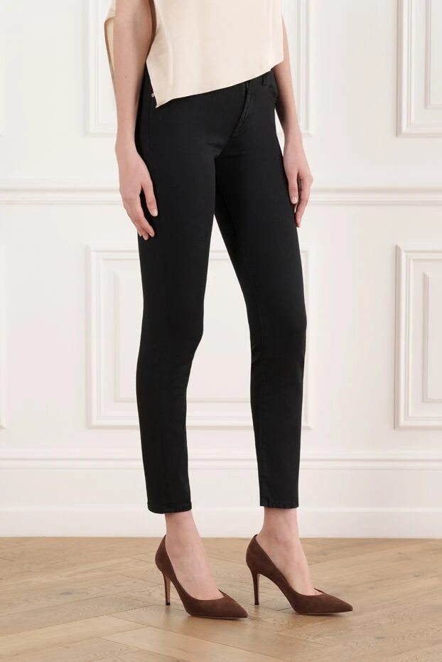 Jacob Cohen узкие черные джинсы женские комбинированные 187018 - фото 3