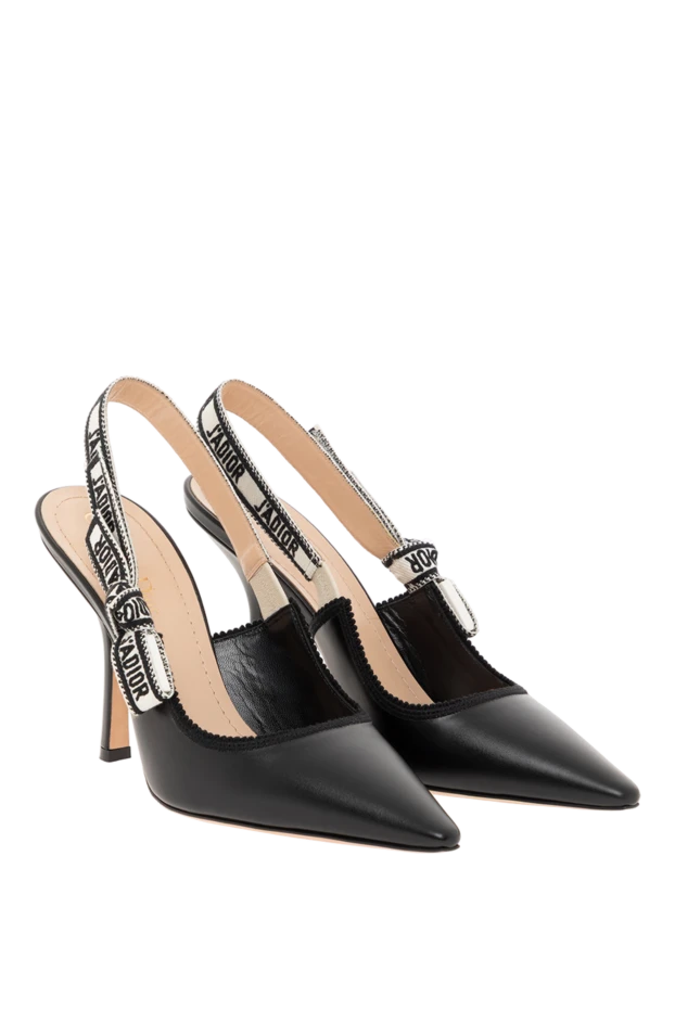 Dior туфли-лодочки slingback на каблуках черные с логотипом 187021 - фото 3