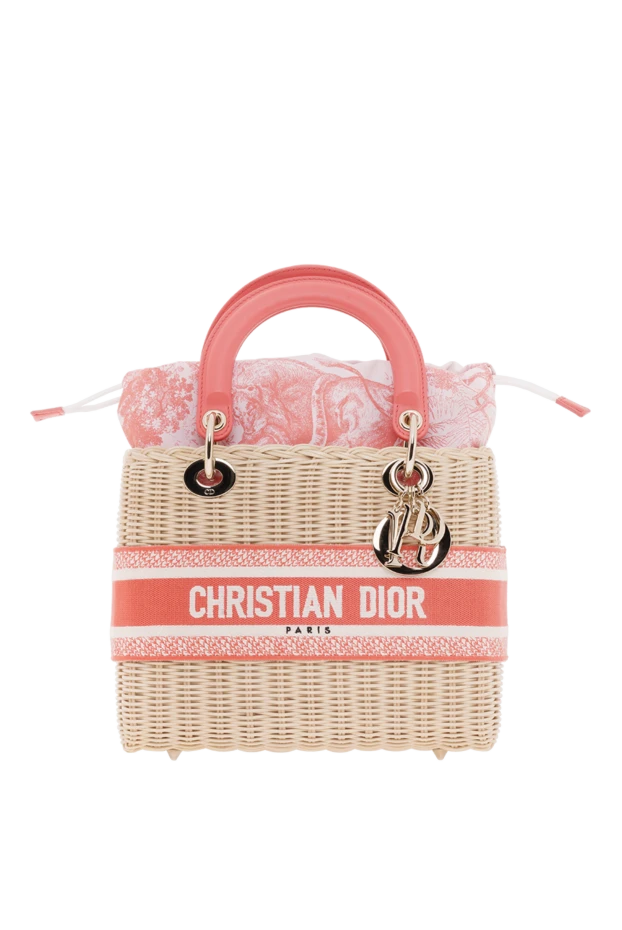 Women's woven bag with short handles and embroidery - photo 1