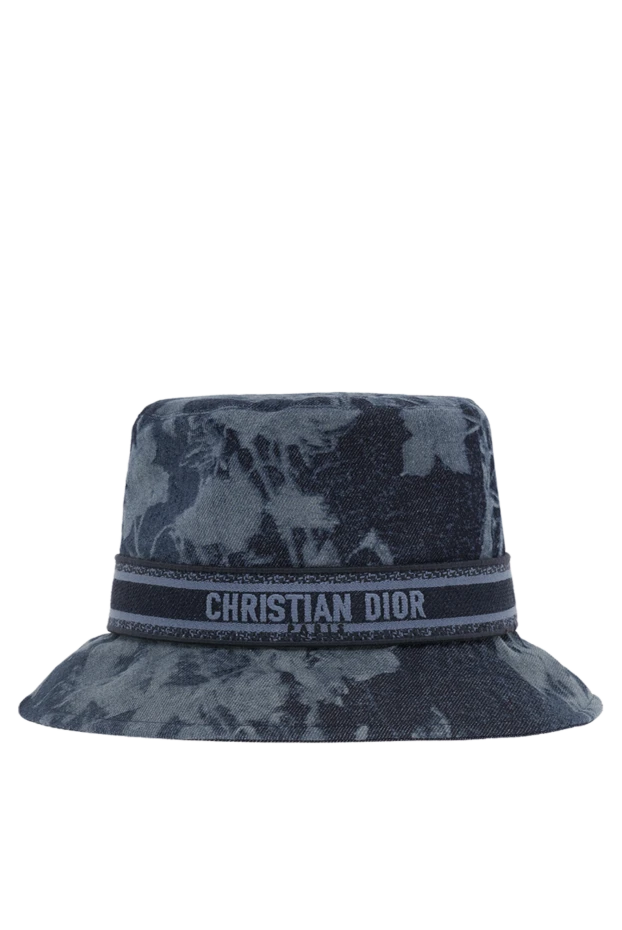 Мақта логотипі бар әйелдердің көк панама қалпағы - фото 1