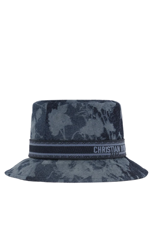 Dior женская панама синяя с логотипом из хлопка 187030 - фото 3