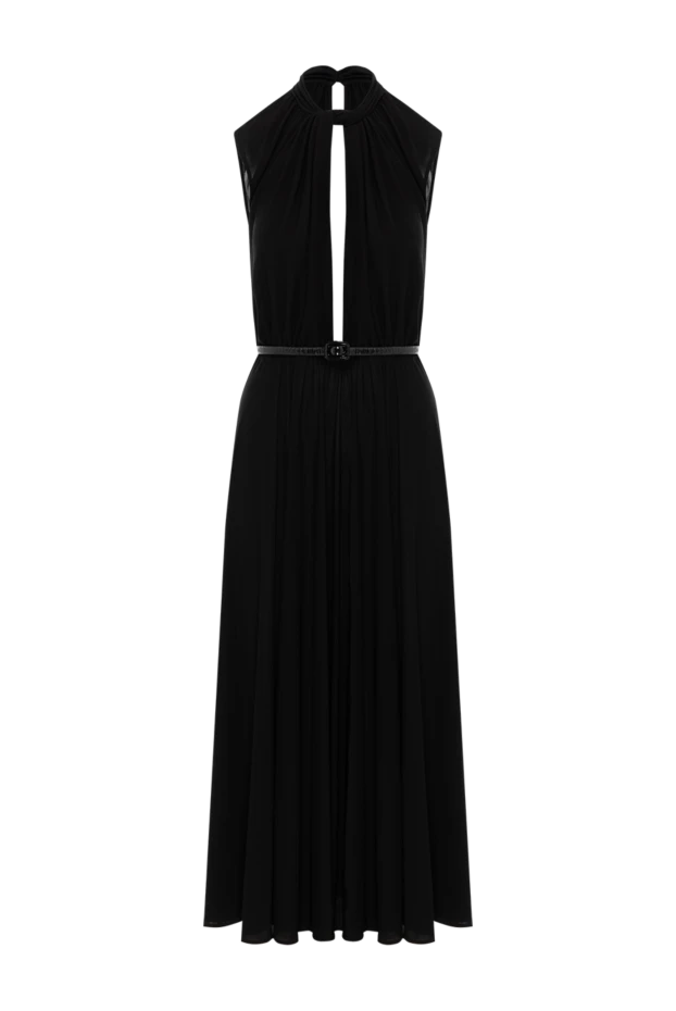 Длинное черное платье с открытыми плечами из вискозы - фото 1