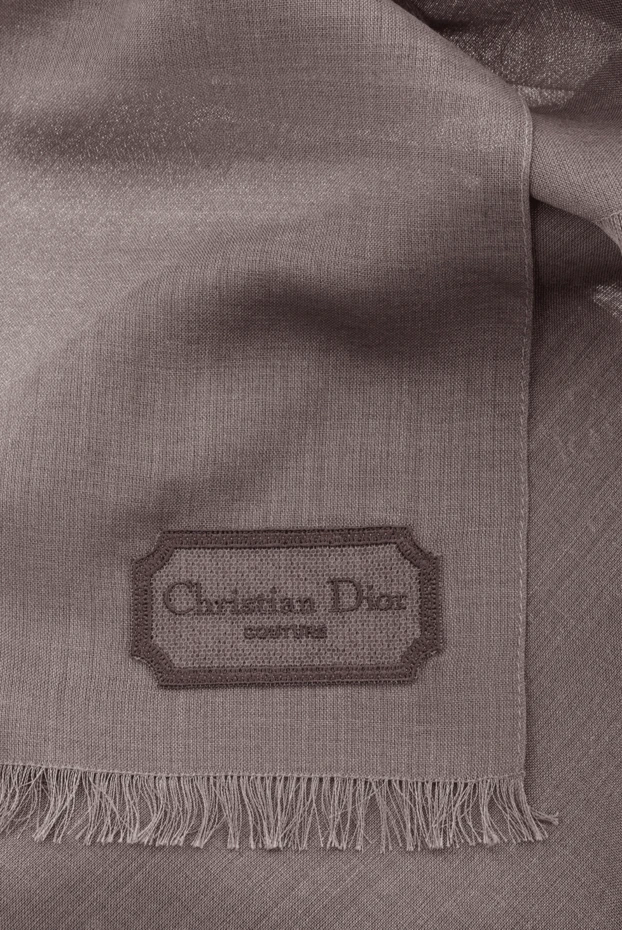 Dior шарф с бахромой и нашивкой-логотипом коричневый мужской 187037 - фото 3