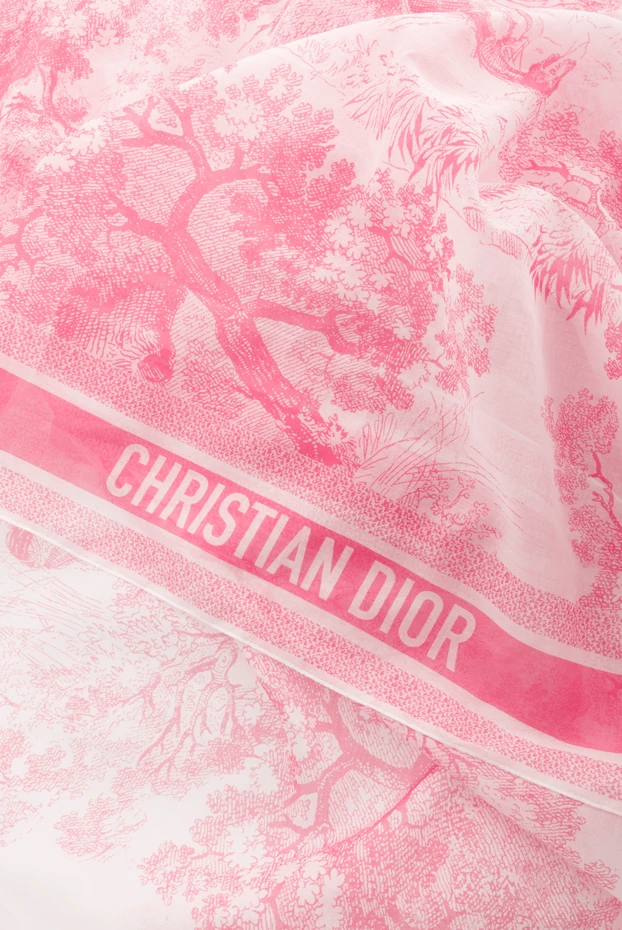 Dior женский хлопковый платок розовый с логотипом 187043 - фото 3