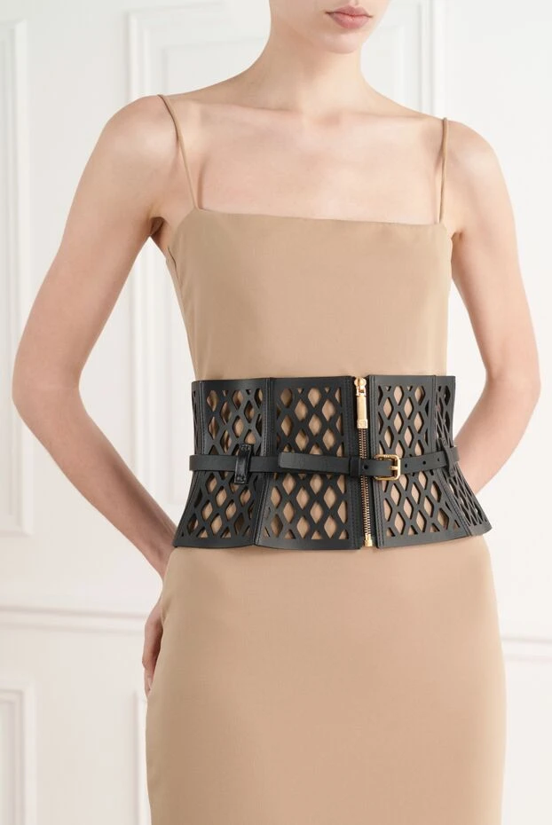 Dior leather corset belt with laser cutting women's black 187063 - photo 2